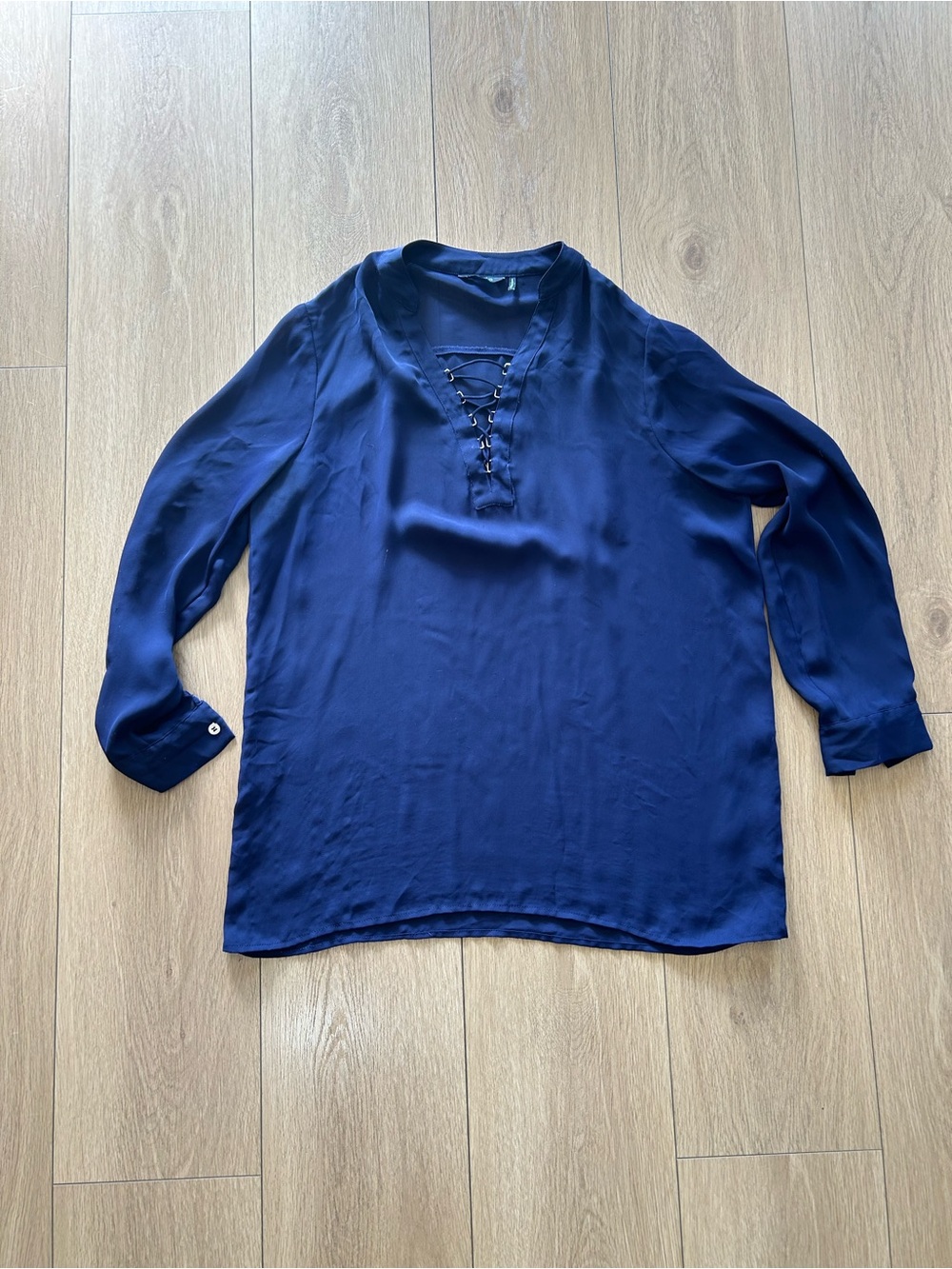 Marciano Navy Lace-Up V-Neck Long Sleeve Tunic